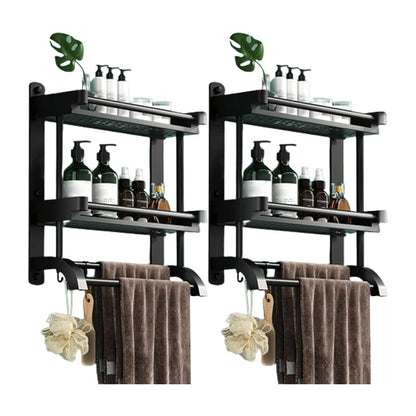 Rynx | Modern Black Bathroom Accessories Stainless Steel Fitting Set Bathroom Shelf