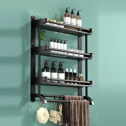 Rynx | Modern Black Bathroom Accessories Stainless Steel Fitting Set Bathroom Shelf