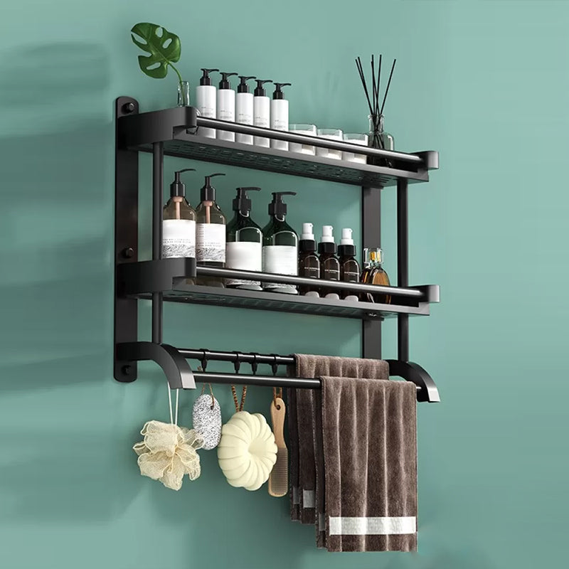 Rynx | Modern Black Bathroom Accessories Stainless Steel Fitting Set Bathroom Shelf
