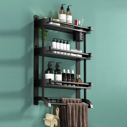 Rynx | Modern Black Bathroom Accessories Stainless Steel Fitting Set Bathroom Shelf