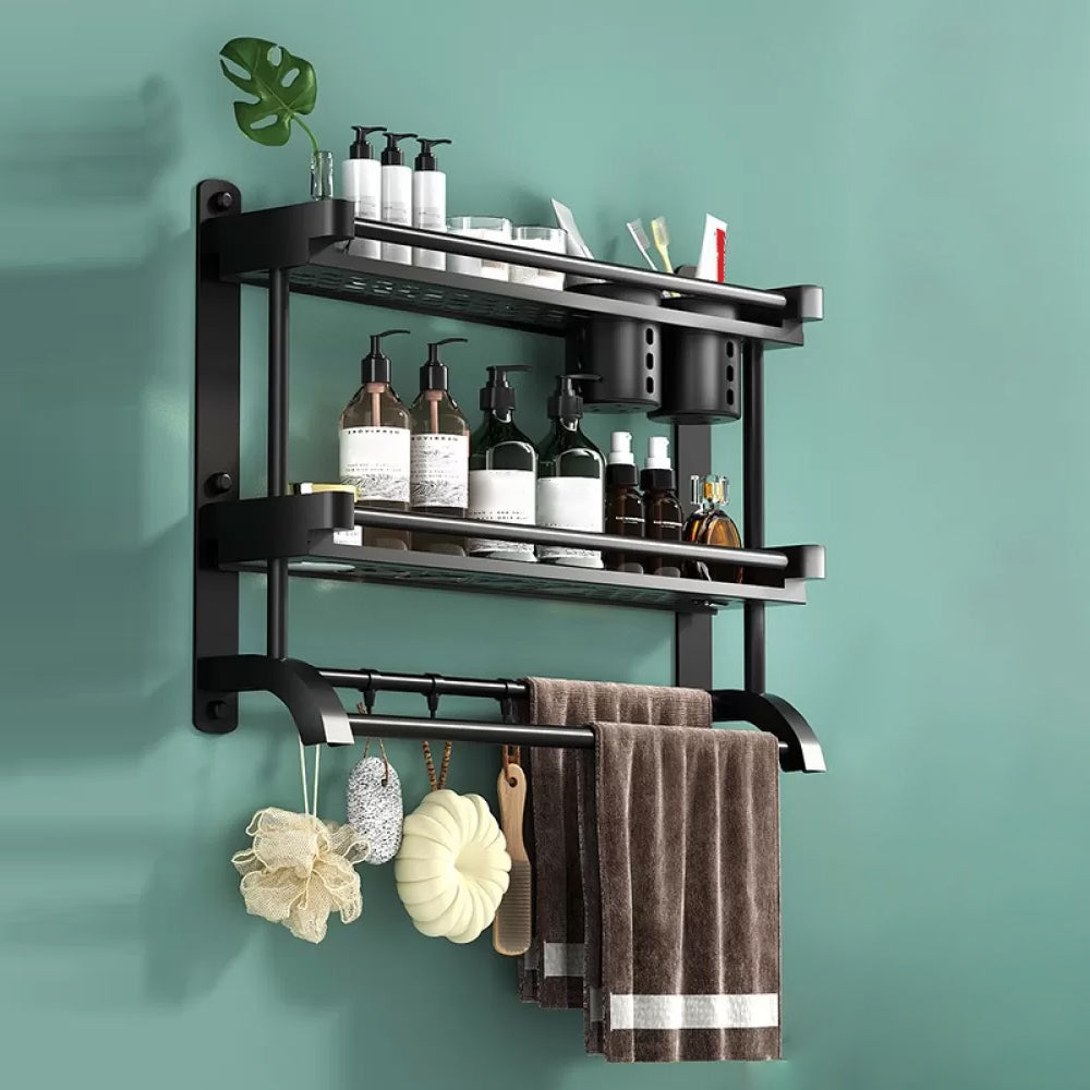 Rynx | Modern Black Bathroom Accessories Stainless Steel Fitting Set Bathroom Shelf
