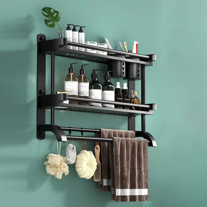 Rynx | Modern Black Bathroom Accessories Stainless Steel Fitting Set Bathroom Shelf