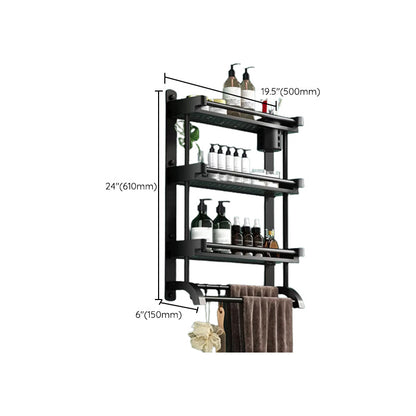 Rynx | Modern Black Bathroom Accessories Stainless Steel Fitting Set Bathroom Shelf