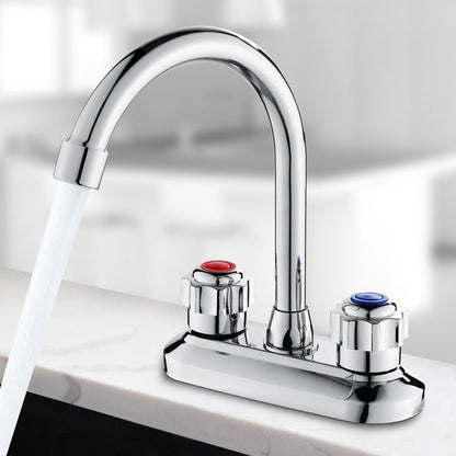 Rynx | 2-handle brass bathroom faucet modern high arch central crane