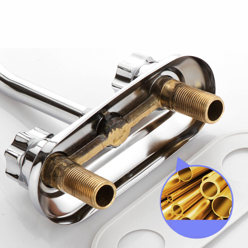 Rynx | 2-handle brass bathroom faucet modern high arch central crane