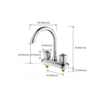 Rynx | 2-handle brass bathroom faucet modern high arch central crane