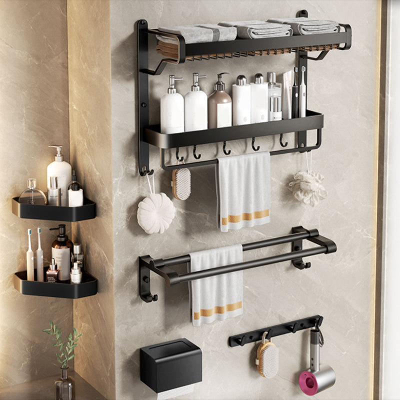 Rynx | Modern Bathroom Set Matte Black Bathroom Shelf Towel Holder Bathroom Accessories Set