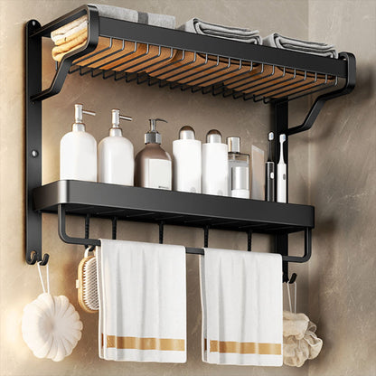 Rynx | Modern Bathroom Set Matte Black Bathroom Shelf Towel Holder Bathroom Accessories Set