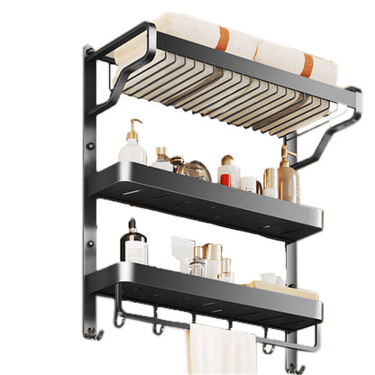 Rynx | Modern Bathroom Set Matte Black Bathroom Shelf Towel Holder Bathroom Accessories Set