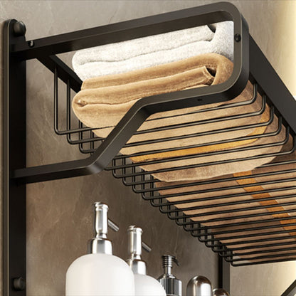 Rynx | Modern Bathroom Set Matte Black Bathroom Shelf Towel Holder Bathroom Accessories Set