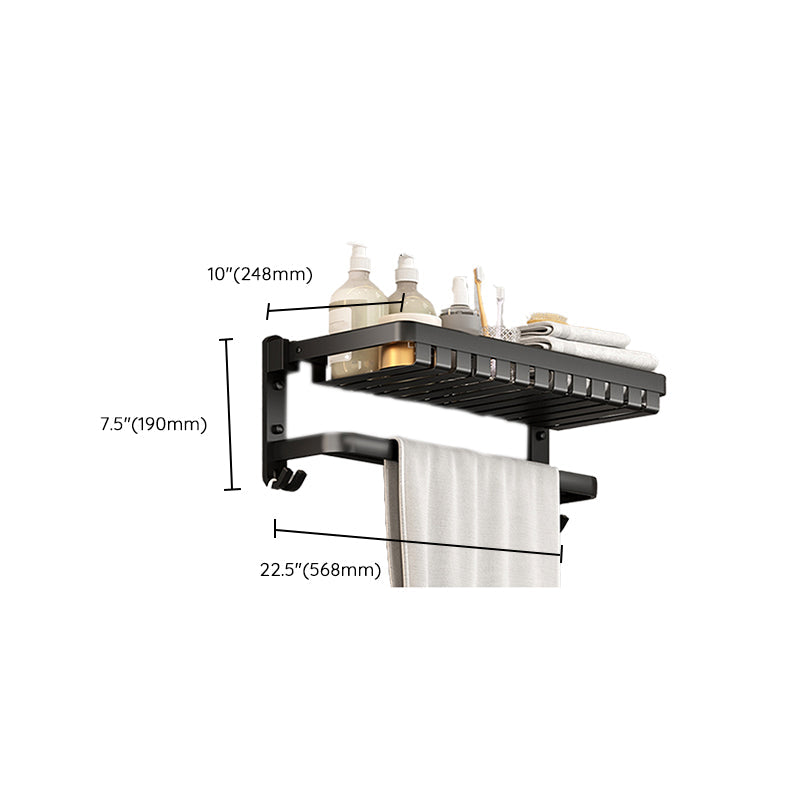 Rynx | Modern Bathroom Set Matte Black Bathroom Shelf Towel Holder Bathroom Accessories Set