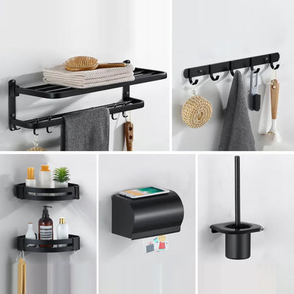 Rynx | Modern Bathroom Accessories Black Paper Holder Bathroom Shelf Bathroom Accessory Set