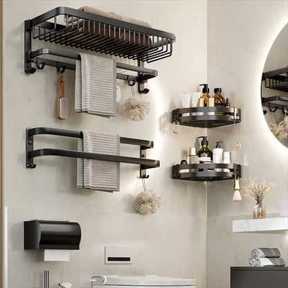 Rynx | Modern Bathroom Accessories Set Black Bath Shelf Bath Accessories Set