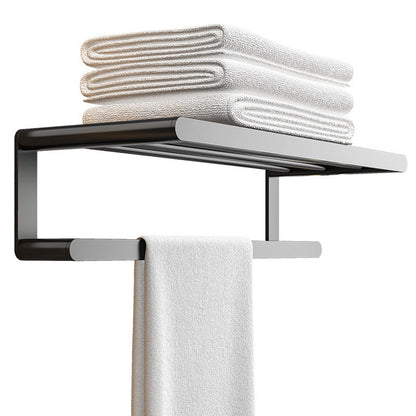 Rynx | Modern Bathroom Set with Bath Shelf/Towel Holder & Paper Holder Black Bathroom Hardware