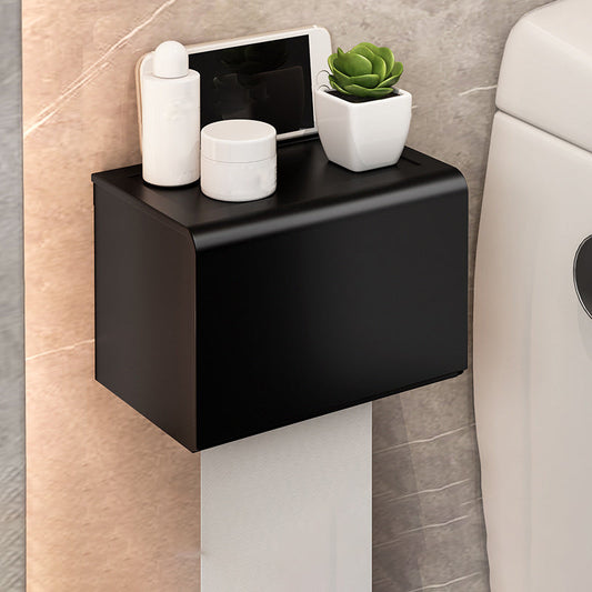 Rynx | Modern Bathroom Set with Bath Shelf/Towel Holder & Paper Holder Black Bathroom Hardware