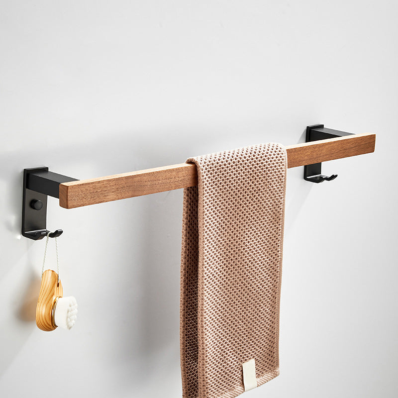Rynx | Wood and Aluminum Bath Accessory Set Black Bathroom Accessory Kit