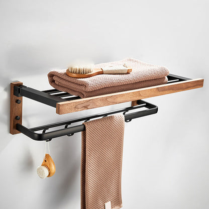 Rynx | Wood and Aluminum Bath Accessory Set Black Bathroom Accessory Kit