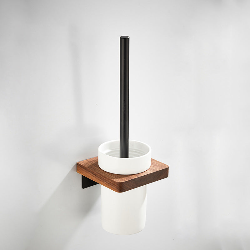 Rynx | Wood and Aluminum Bath Accessory Set Black Bathroom Accessory Kit