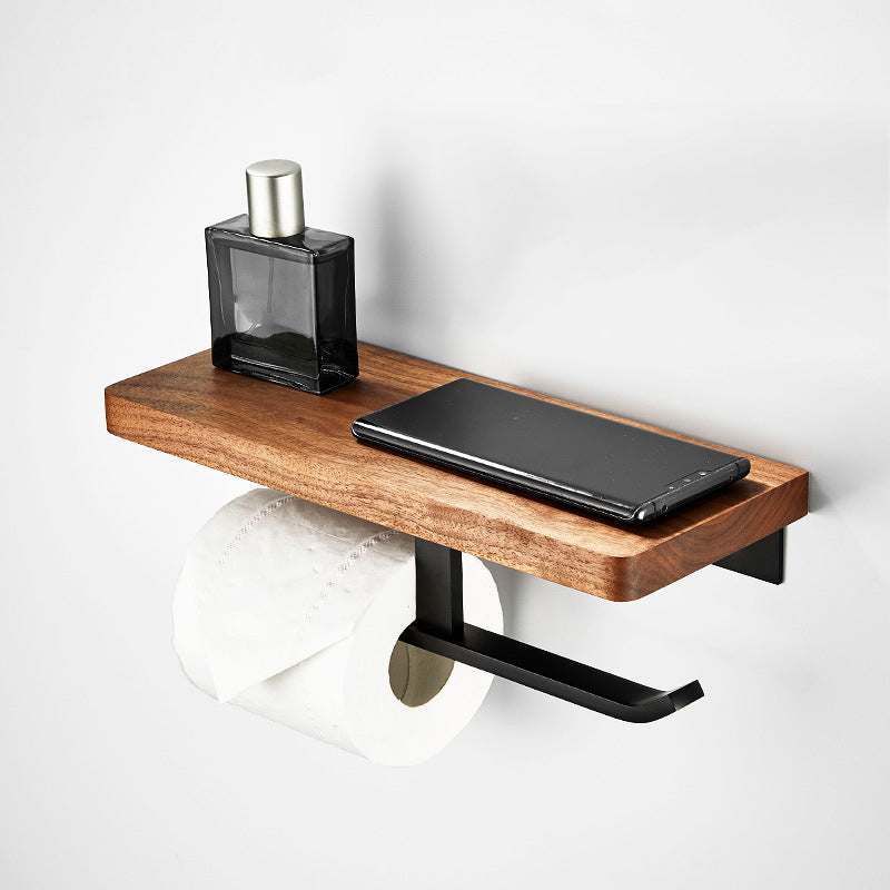 Rynx | Wood and Aluminum Bath Accessory Set Black Bathroom Accessory Kit