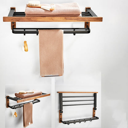 Rynx | Wood and Aluminum Bath Accessory Set Black Bathroom Accessory Kit