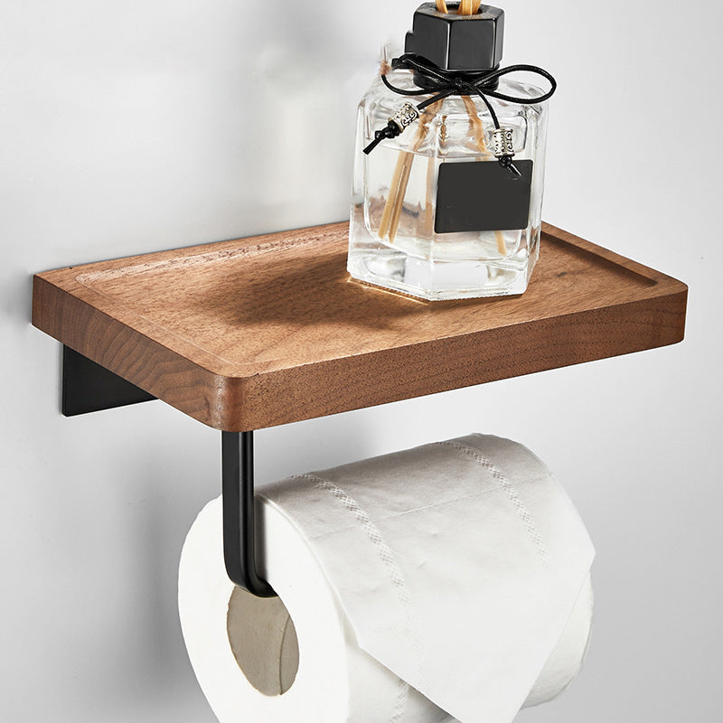 Rynx | Wood and Aluminum Bath Accessory Set Black Bathroom Accessory Kit
