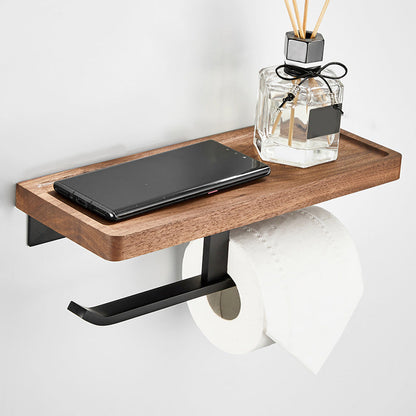 Rynx | Wood and Aluminum Bath Accessory Set Black Bathroom Accessory Kit