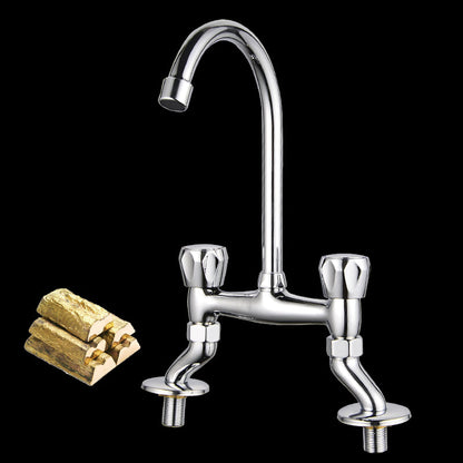 Rynx | Contemporary Widespread Sink Faucet Knob Handle Goose Neck Arc Solid Brass Faucet