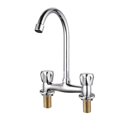 Rynx | Contemporary Widespread Sink Faucet Knob Handle Goose Neck Arc Solid Brass Faucet