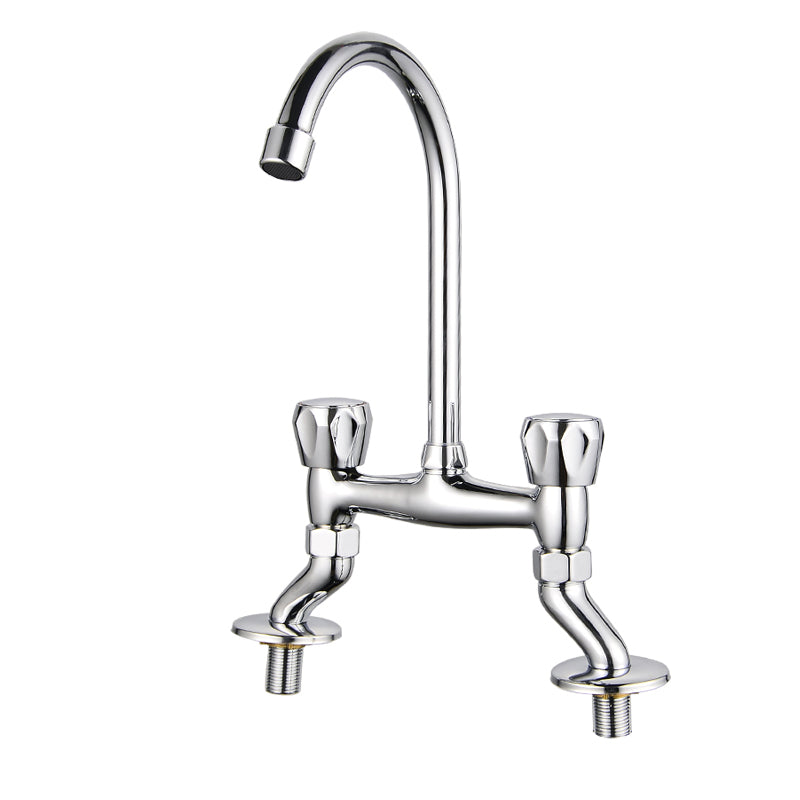 Rynx | Contemporary Widespread Sink Faucet Knob Handle Goose Neck Arc Solid Brass Faucet