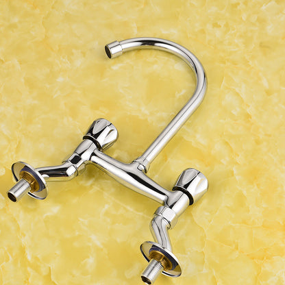 Rynx | Contemporary Widespread Sink Faucet Knob Handle Goose Neck Arc Solid Brass Faucet