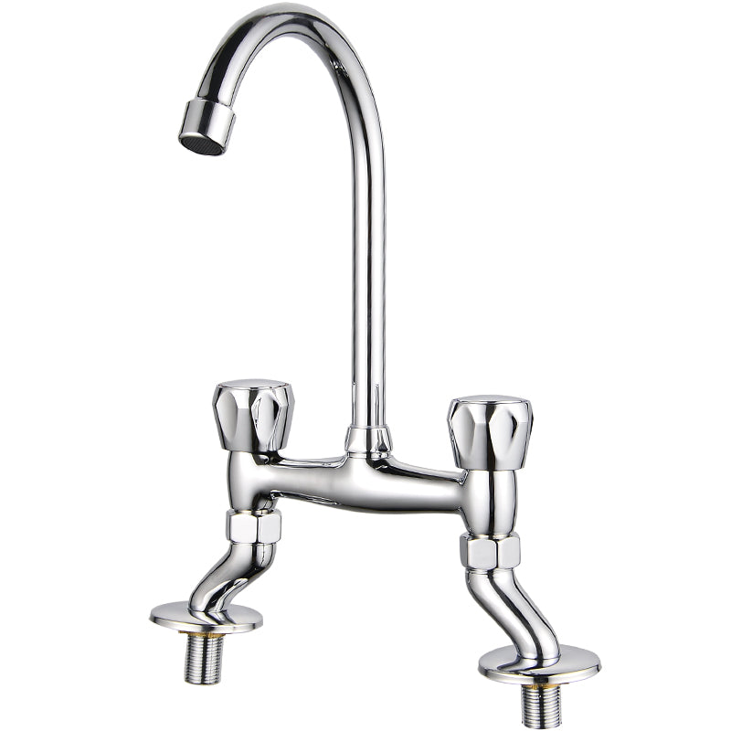 Rynx | Contemporary Widespread Sink Faucet Knob Handle Goose Neck Arc Solid Brass Faucet