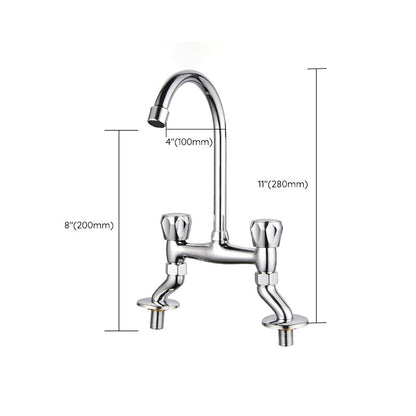 Rynx | Contemporary Widespread Sink Faucet Knob Handle Goose Neck Arc Solid Brass Faucet