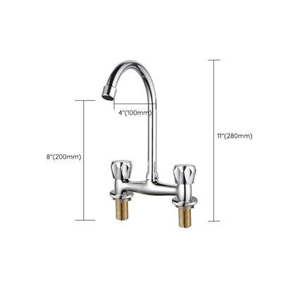 Rynx | Contemporary Widespread Sink Faucet Knob Handle Goose Neck Arc Solid Brass Faucet