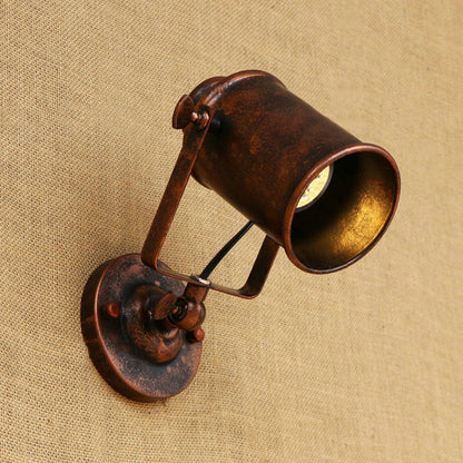Rynx | Cylinder Metallic Wall Light Antique Style 1 Light Living Room Wall Mounted Light in Black/Rust