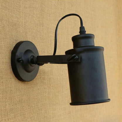Rynx | Cylinder Metallic Wall Light Antique Style 1 Light Living Room Wall Mounted Light in Black/Rust
