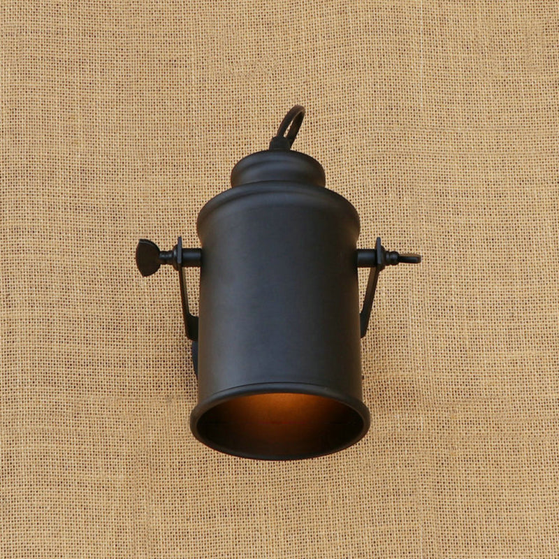 Rynx | Cylinder Metallic Wall Light Antique Style 1 Light Living Room Wall Mounted Light in Black/Rust