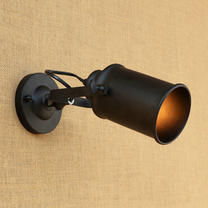 Rynx | Cylinder Metallic Wall Light Antique Style 1 Light Living Room Wall Mounted Light in Black/Rust