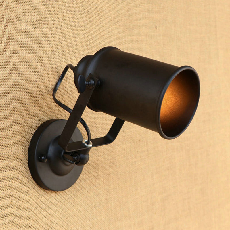 Rynx | Cylinder Metallic Wall Light Antique Style 1 Light Living Room Wall Mounted Light in Black/Rust