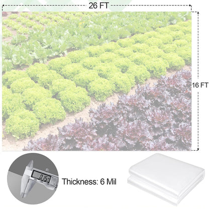 Rynx | 16 x 26 ft Clear Greenhouse Plastic Sheeting Toughness Plastic Cover 6 Mil Polyethylene Film