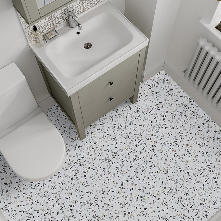 Rynx | Modern PVC flooring Peel and Stick porcelain tile look vinyl plank flooring Structured White