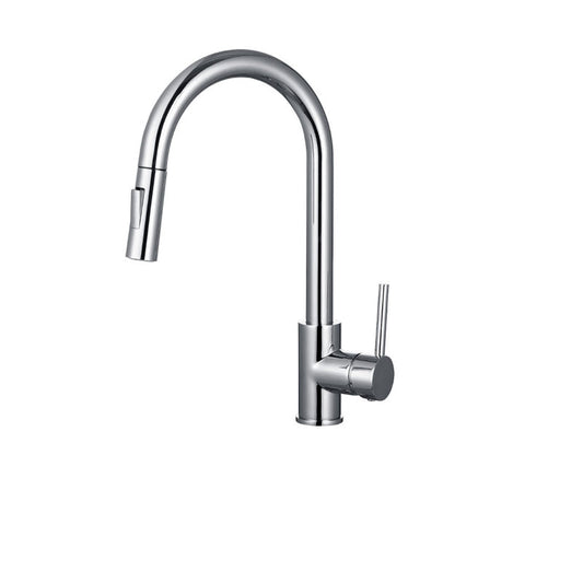 Rynx | Goose Neck Kitchen Sink Faucet Three-Way Flow with Pull-Down Spray Head