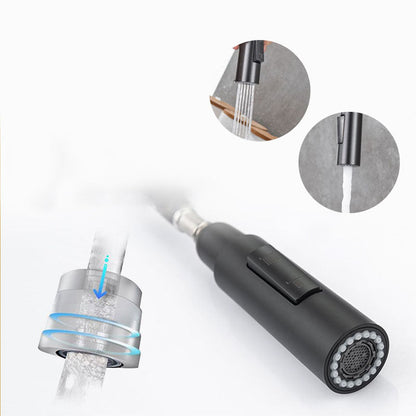 Rynx | Goose Neck Kitchen Sink Faucet Three-Way Flow with Pull-Down Spray Head