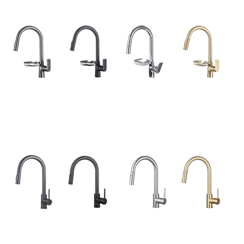 Rynx | Goose Neck Kitchen Sink Faucet Three-Way Flow with Pull-Down Spray Head