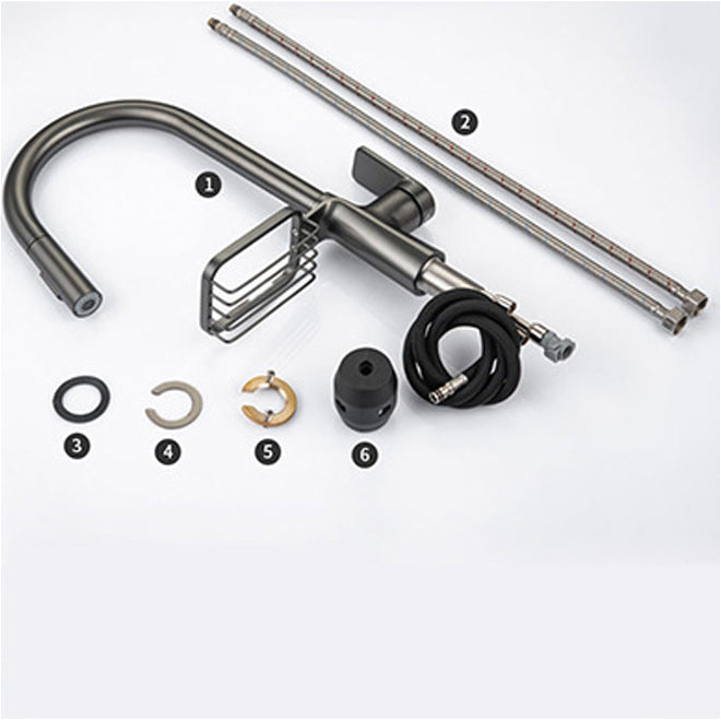 Rynx | Goose Neck Kitchen Sink Faucet Three-Way Flow with Pull-Down Spray Head