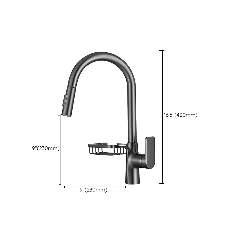 Rynx | Goose Neck Kitchen Sink Faucet Three-Way Flow with Pull-Down Spray Head