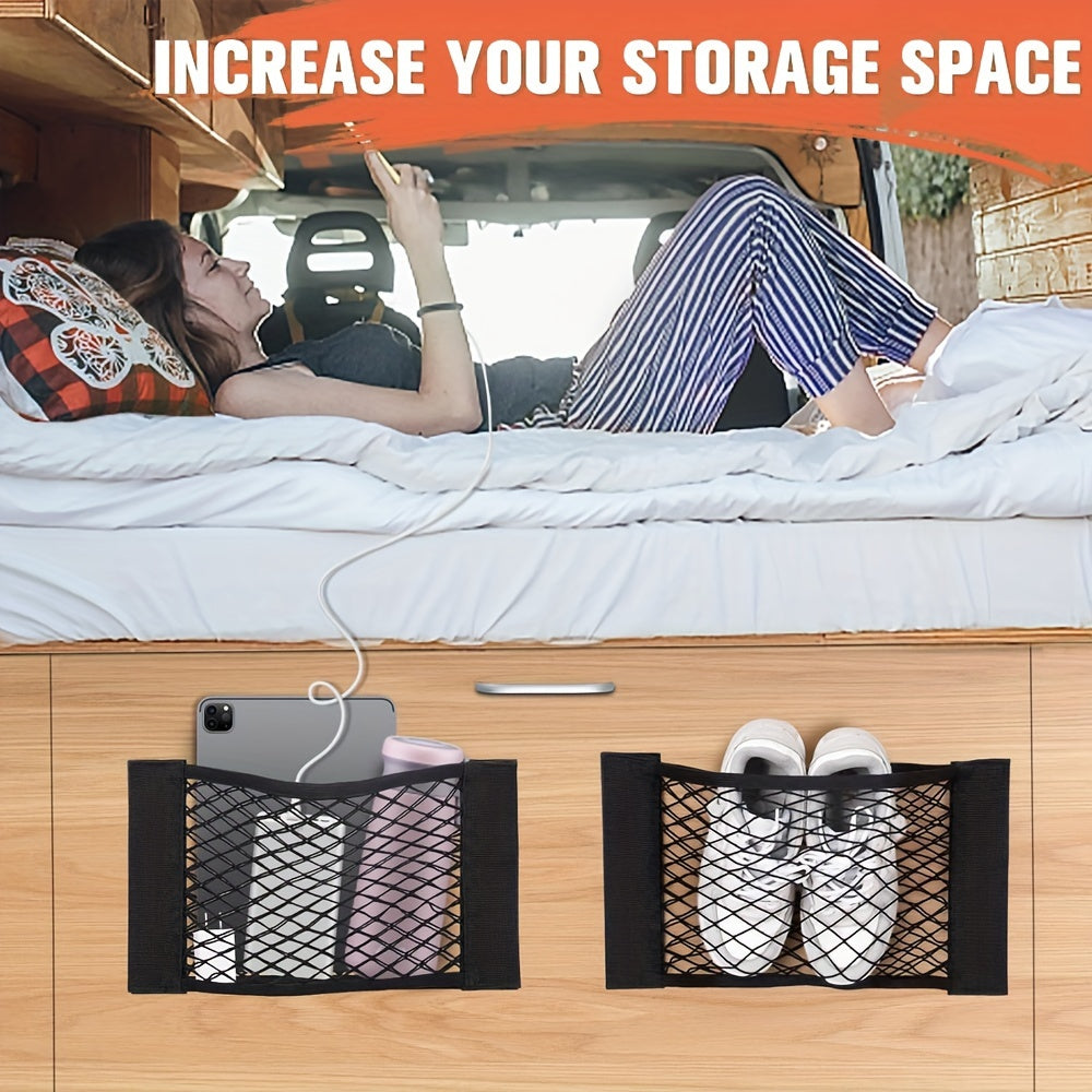 Rynx | Easy-Install Elastic RV Storage Mesh Net - No-Drill Cargo Organizer with Stripe Design for Campers, Trailers and Caravans