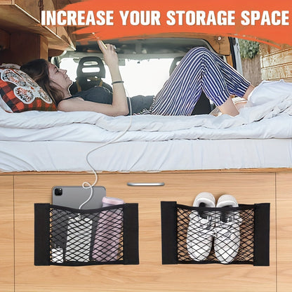 Rynx | Easy-Install Elastic RV Storage Mesh Net - No-Drill Cargo Organizer with Stripe Design for Campers, Trailers and Caravans