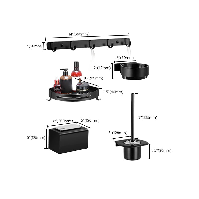 Rynx | Matte black bathroom accessory set Modern bathroom accessory hardware set