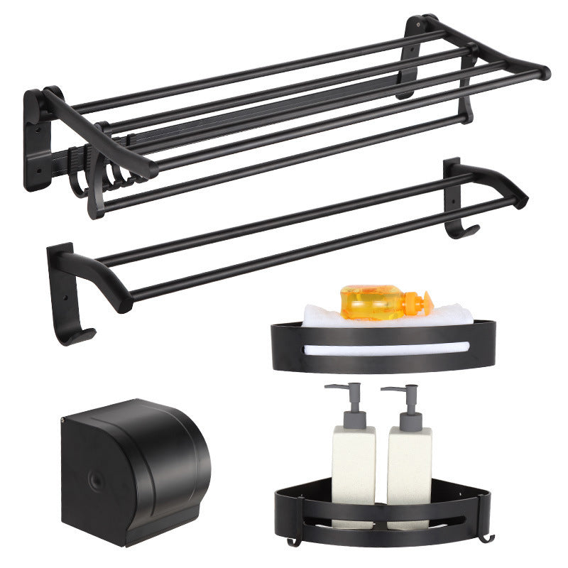 Rynx | Modern Matt Black Bathroom Shelf Paper Holder Bathroom Accessory Set