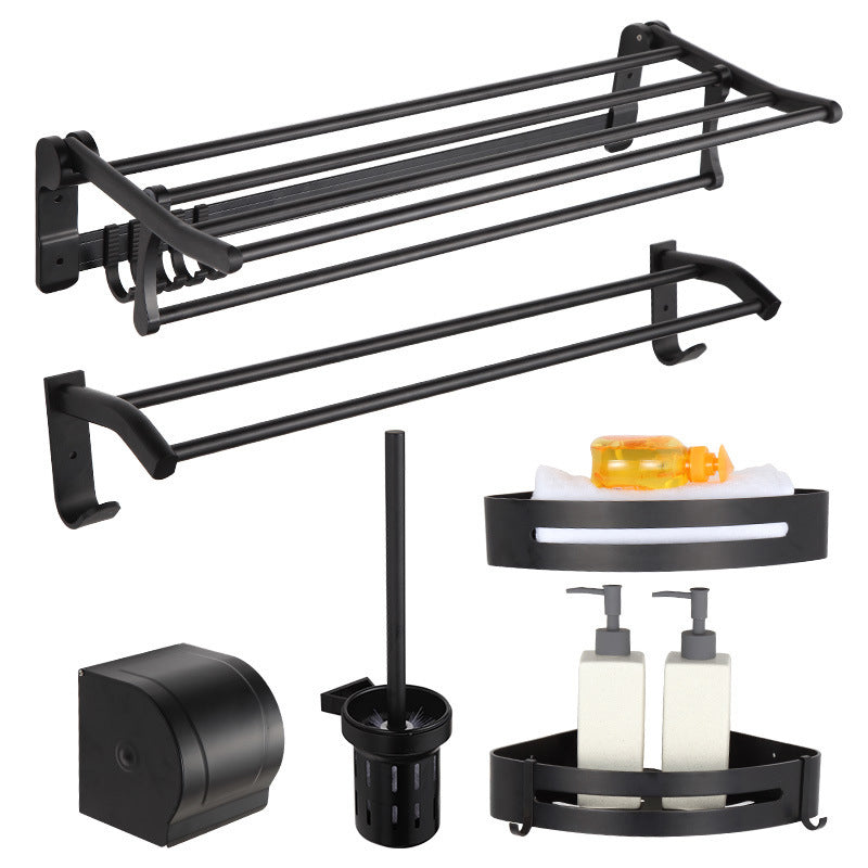 Rynx | Modern Matt Black Bathroom Shelf Paper Holder Bathroom Accessory Set